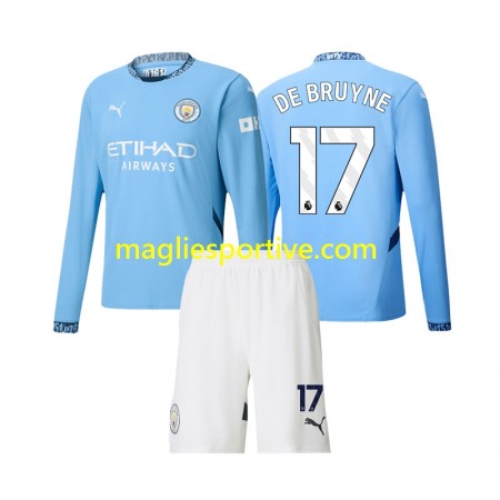 Completo Calcio Manchester City Kevin De Bruyne 17 Bambino Divisa Prima 2024-2025 ML